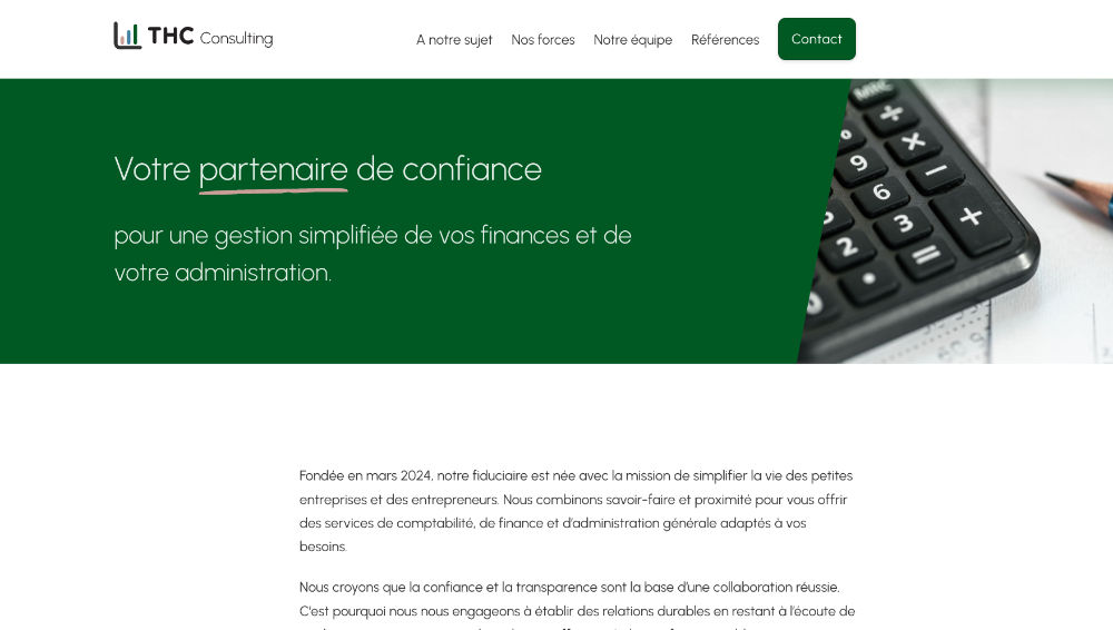 Copie d'écran du site THC consulting